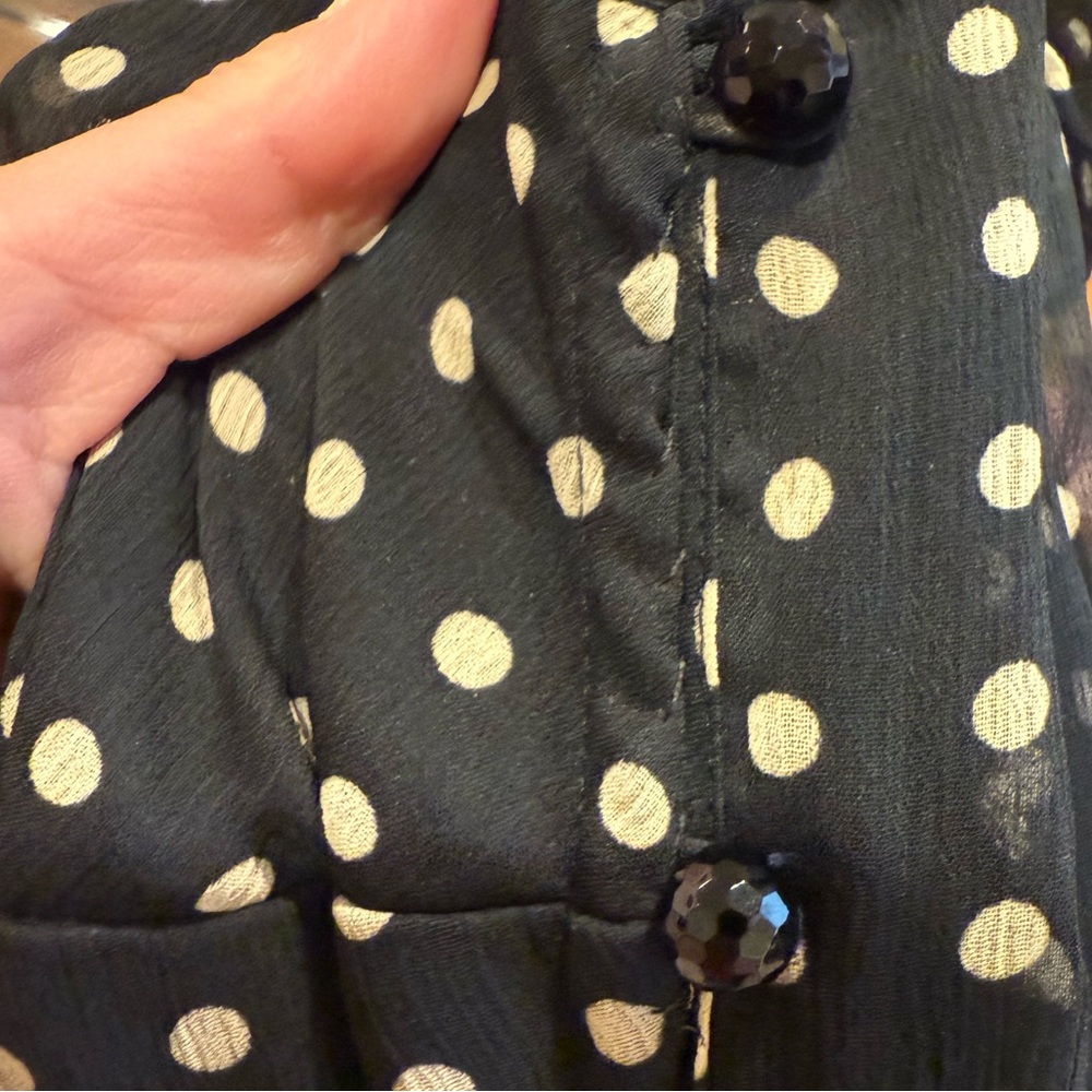 Jonathan Martin Black and White Faceted Side Button Polka Dot Midi Dress fairy - Picture 6 of 10